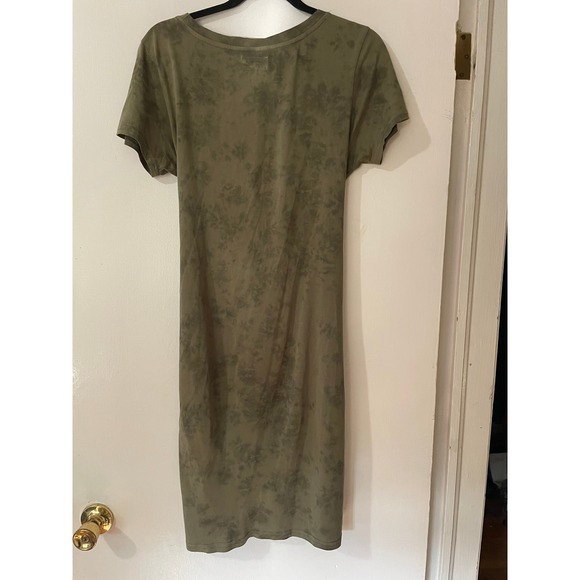 Pact Organic Cotton Tie Waist T-Shirt Dress Green Tie‎ Dye Midi Size M - Picture 3 of 9